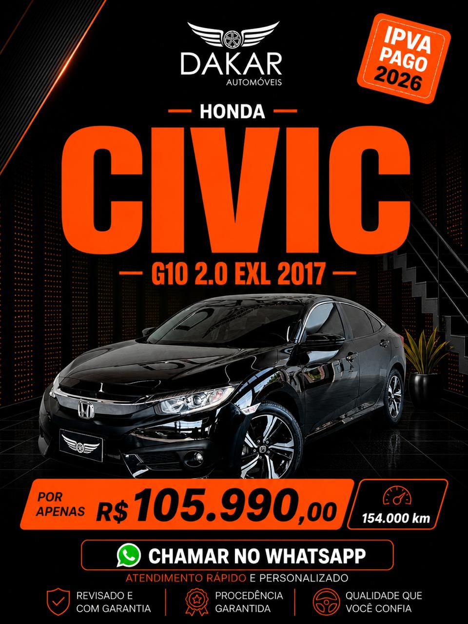 CIVIC 2.0 EXL G10 2017 | CONFORTO E CONFIABILIDADE