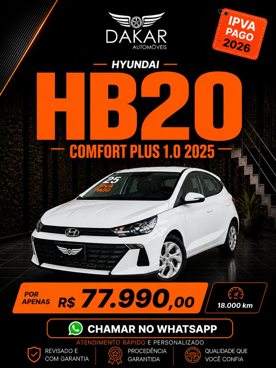 HB20 COMFORT PLUS 1.0 2025 | BAIXA KM E ECONÔMICO