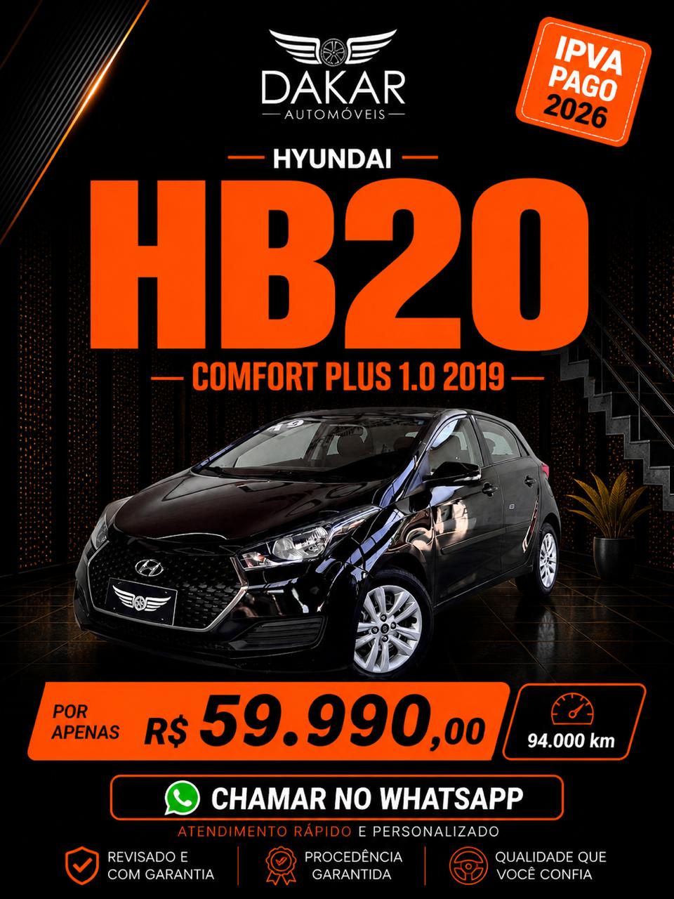 HB20 COMFORT PLUS 1.0 2019 | ECONÔMICO E CONFIÁVEL
